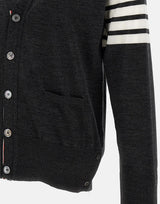 "Classic V-Neck Cardigan In Fine Merino Wool" MKC002A Y1014022 THOM BROWNE 