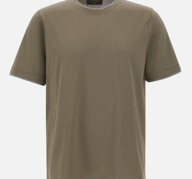 T-shirt in cotone con profili doppiati 60123 73710480 GRAN SASSO 