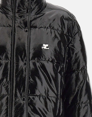 "Cropped Vinyl Puffer Jkt" 323CMA106VY0016 BLACK COURREGES 