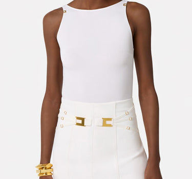 Body in jersey crêpe con dettagli logo BO03462E2 360 ELISABETTA FRANCHI 