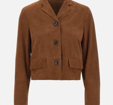 Giacca boxy in pelle scamosciata CA6379P0382 81242 LIU-JO 