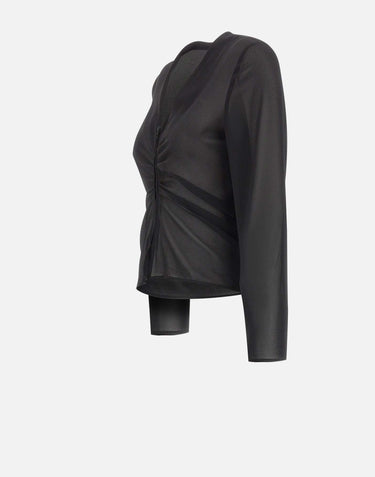 Blusa con zip e arricciatura S52NH0047 M35468900 MM6 MAISON MARGIELA 