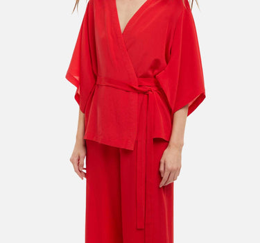 Blusa incrociata in crêpe di seta 191568 185 KANGRA 