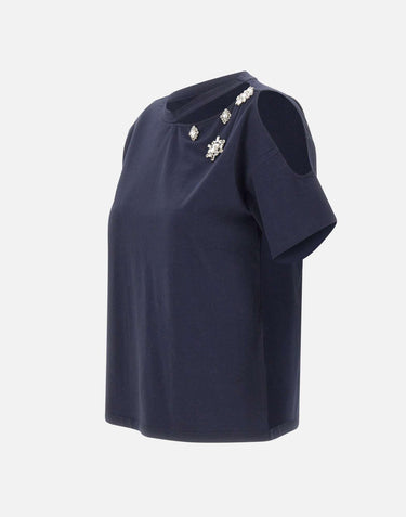 T-shirt con ricami gioiello CA6160JS088 P9583 LIU-JO 