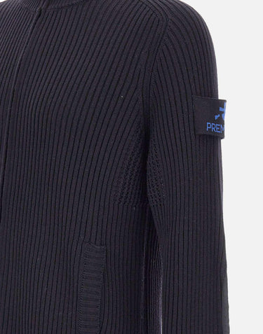 "Ribbed Zip Up Cardigan" PMG25 BLUE PREMIATA 