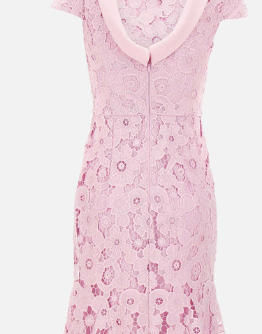 Abito midi in pizzo con scollo sulla schiena 254MP PINK SELF-PORTRAIT 