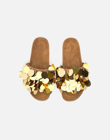 Sandali in pelle e dischi oro 24SHH0094EMB015 M773 RABANNE 