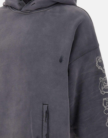 Felpa "HWT Gothic Outline Hoodie" M4104 HFBG425BLACK PURPLE BRAND 