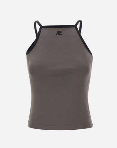 "Contrast Tank Top" 126JDE149JS0203 CARBLACK COURREGES 