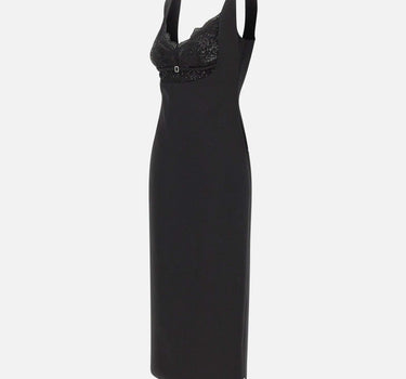 Abito midi con inserti in pizzo RS16470A BLACK NISSA 