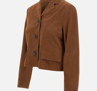 Giacca boxy in pelle scamosciata CA6379P0382 81242 LIU-JO 