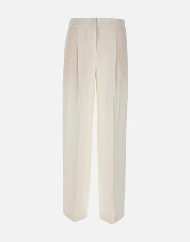 Pantaloni relaxed fit in misto lino 50557443 100 BOSS 