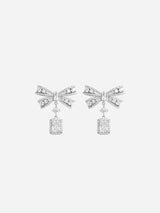 "Bow Crystal Drop Earrings" 614ESL SILVER SELF-PORTRAIT 
