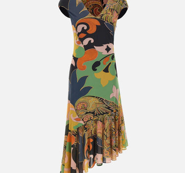 Abito asimmetrico con balza WRHA0633 99IAS74X0885 ETRO 