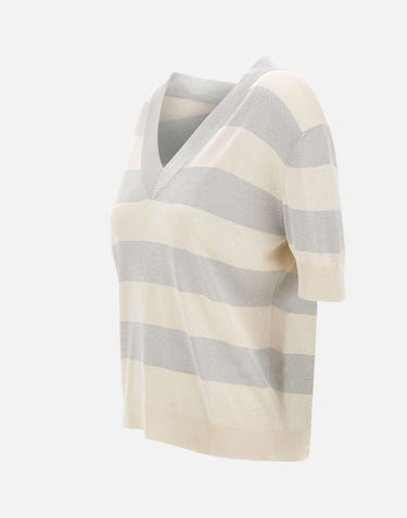 Maglia a righe con scollo a V 57220 23702005 GRAN SASSO 
