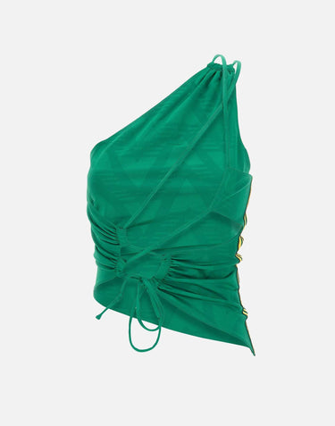 Top a spalla singola con ruches KD2970 GREEN ADIDAS 