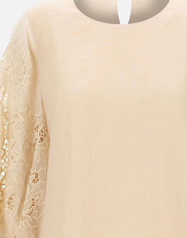 Blusa in garza ramié e Sangallo 2616161012600 060 MAX MARA STUDIO 