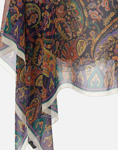 Top poncho in seta con stampa paisley floreale WRJA0027 AKG22X0883 ETRO 