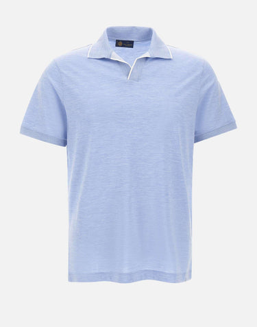 Polo open collar in misto seta e cotone 26411237 752 PAUL&SHARK 