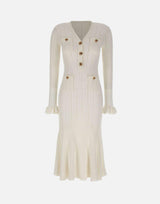 Abito midi in maglia traforata 051MW WHITE SELF-PORTRAIT 