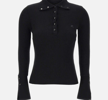 Polo "Classic Rib" 325MPO051FI0001 BLACK COURREGES 