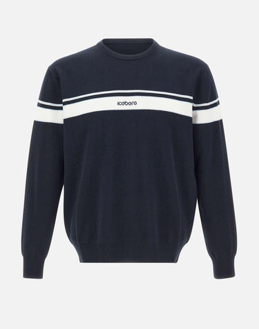 Maglia girocollo con righe e logo A0039505 6689 ICEBERG 
