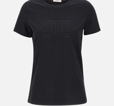 T-shirt in jersey con logo ricamato MA71G61E2 110 ELISABETTA FRANCHI 