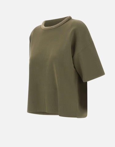 Maglia maniche corte con colletto bombato MF5181MS99E 90512 LIU-JO 