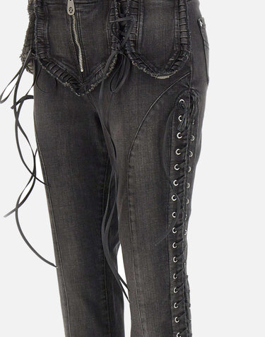 Jeans slim fit occhielli e lacci <BR/> 4J116A N0990 BLUMARINE 