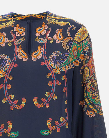 Blusa in seta con stampa paisley floreale WRJA0162 AKG23X0883 ETRO 