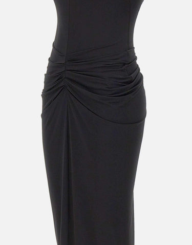 Abito lungo con drappeggi QZ011 BLACK JACQUES WEI 