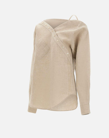 Blusa in lino asimmetrica COPCH52F2060 BEI COPERNI 