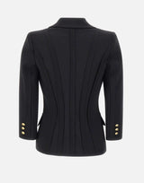 Giacca in doppio crêpe stretch con motivi a taglio vivo GI21861E2 110 ELISABETTA FRANCHI 